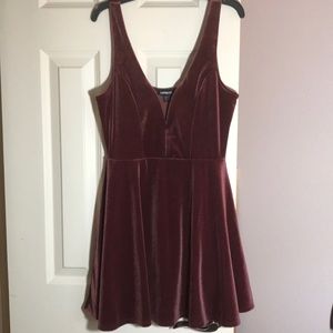 Express Red Velvet V-neck Dress